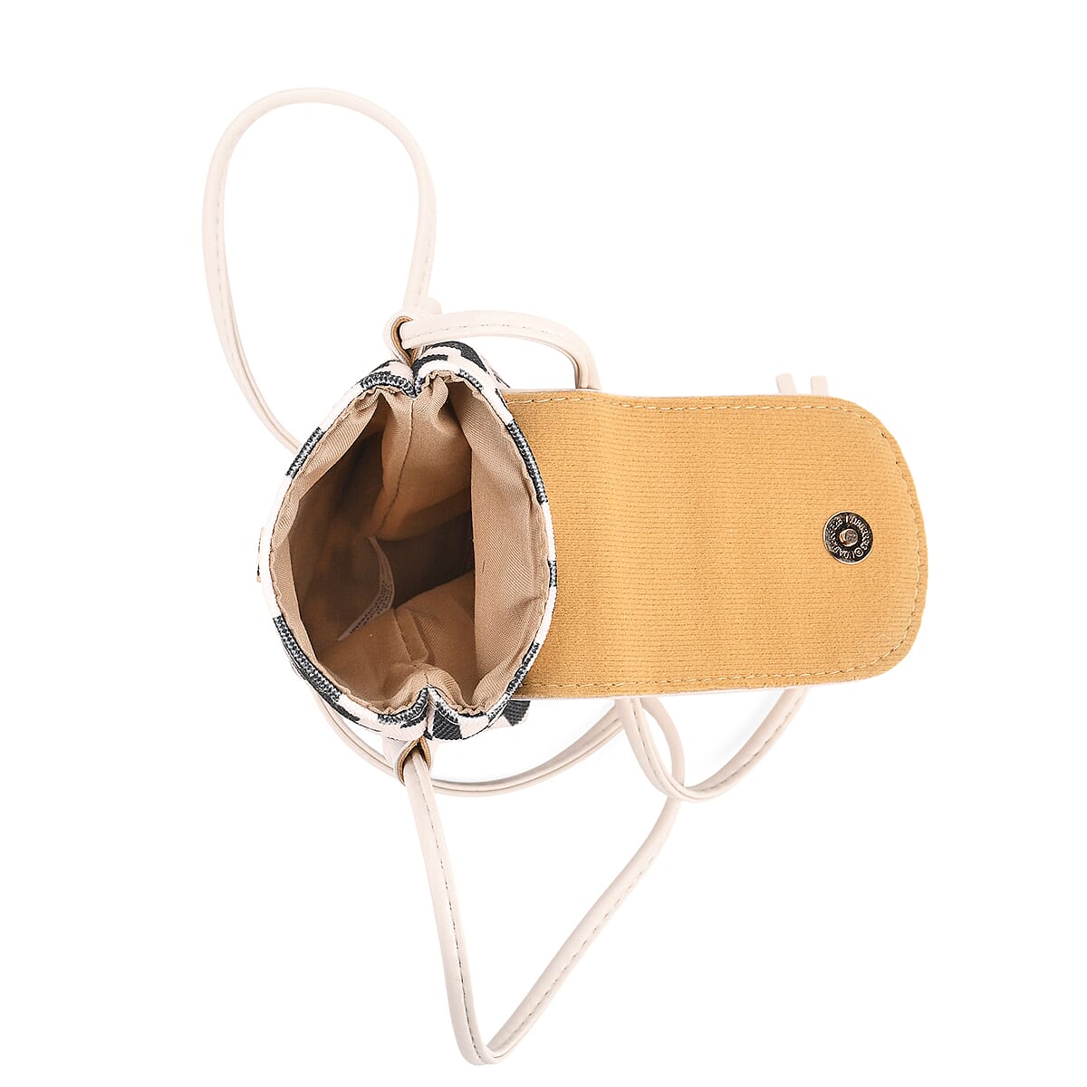 Forest Green and White Faux Leather Rhombus Pattern Tassel Crossbody Bag with Shoulder Strap image number 5