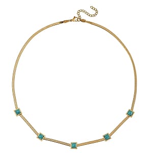 Green Howlite 2.00 ctw Necklace in ION Plated YG Stainless Steel 20 Inches