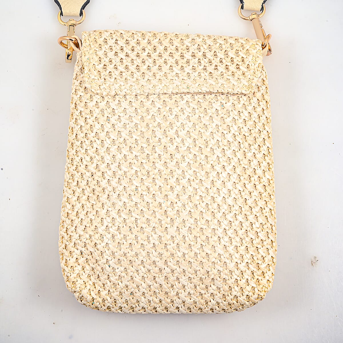 Green with Eye Pattern Woven Crossbody Bag with Shoulder Strap image number 2