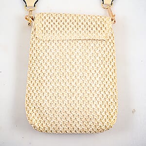 Green with Eye Pattern Woven Crossbody Bag with Shoulder Strap