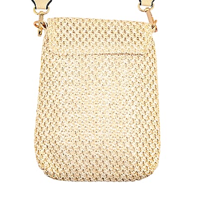 Green with Eye Pattern Woven Crossbody Bag with Shoulder Strap