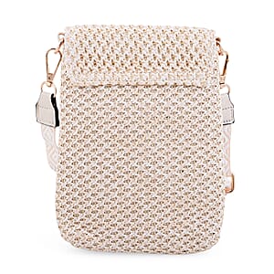 Black with Eye Pattern Woven Crossbody Bag with Shoulder Strap