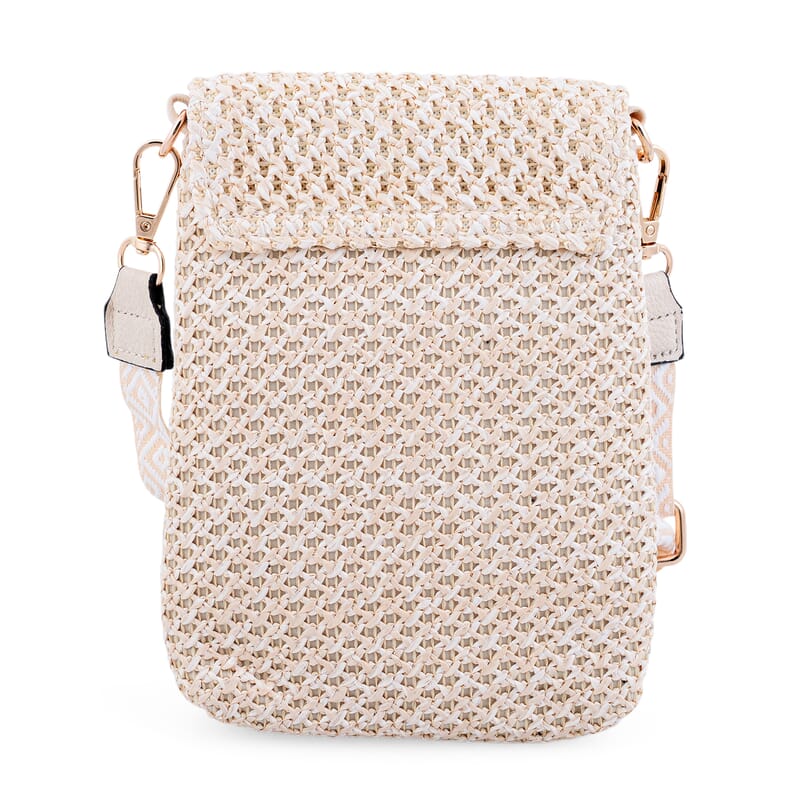 Black with Eye Pattern Woven Crossbody Bag with Shoulder Strap