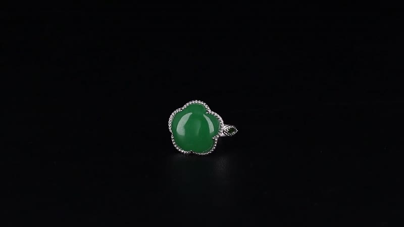 TLV Green Jade, Chrome Diopside Cherry Blossom Ring in Rhodium Over Sterling Silver (Size 10.0) 15.80 ctw