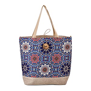 Multi Color Floral Pattern 100% Polyester Tote Bag