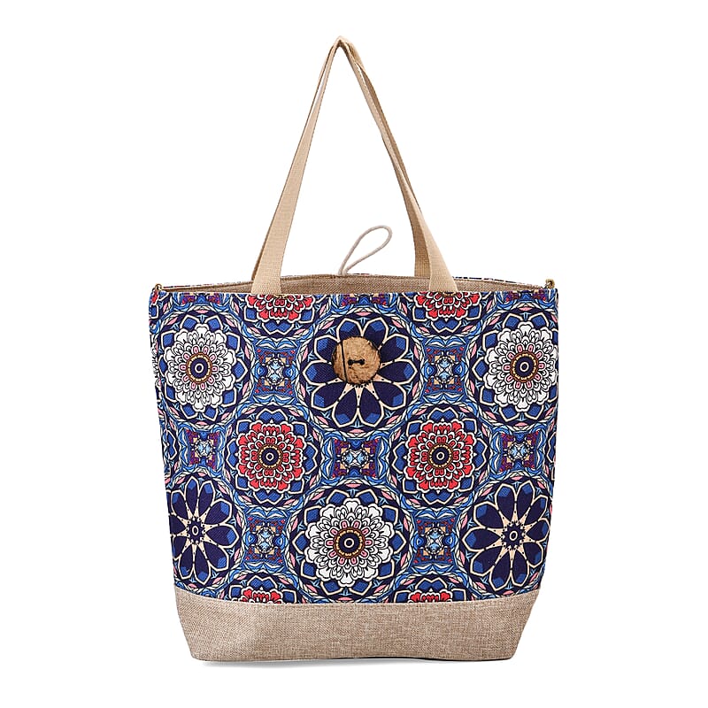 Multi Color Floral Pattern 100% Polyester Tote Bag