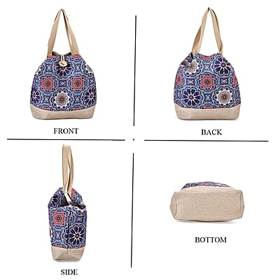 Multi Color Floral Pattern 100% Polyester Tote Bag