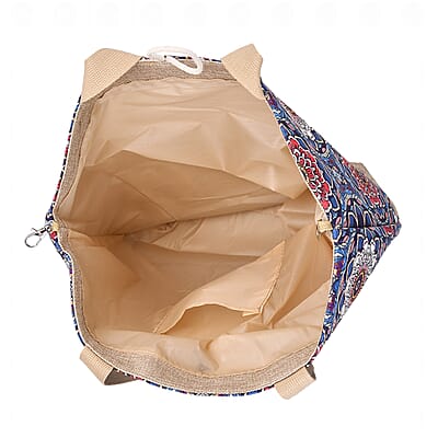 Multi Color Floral Pattern 100% Polyester Tote Bag