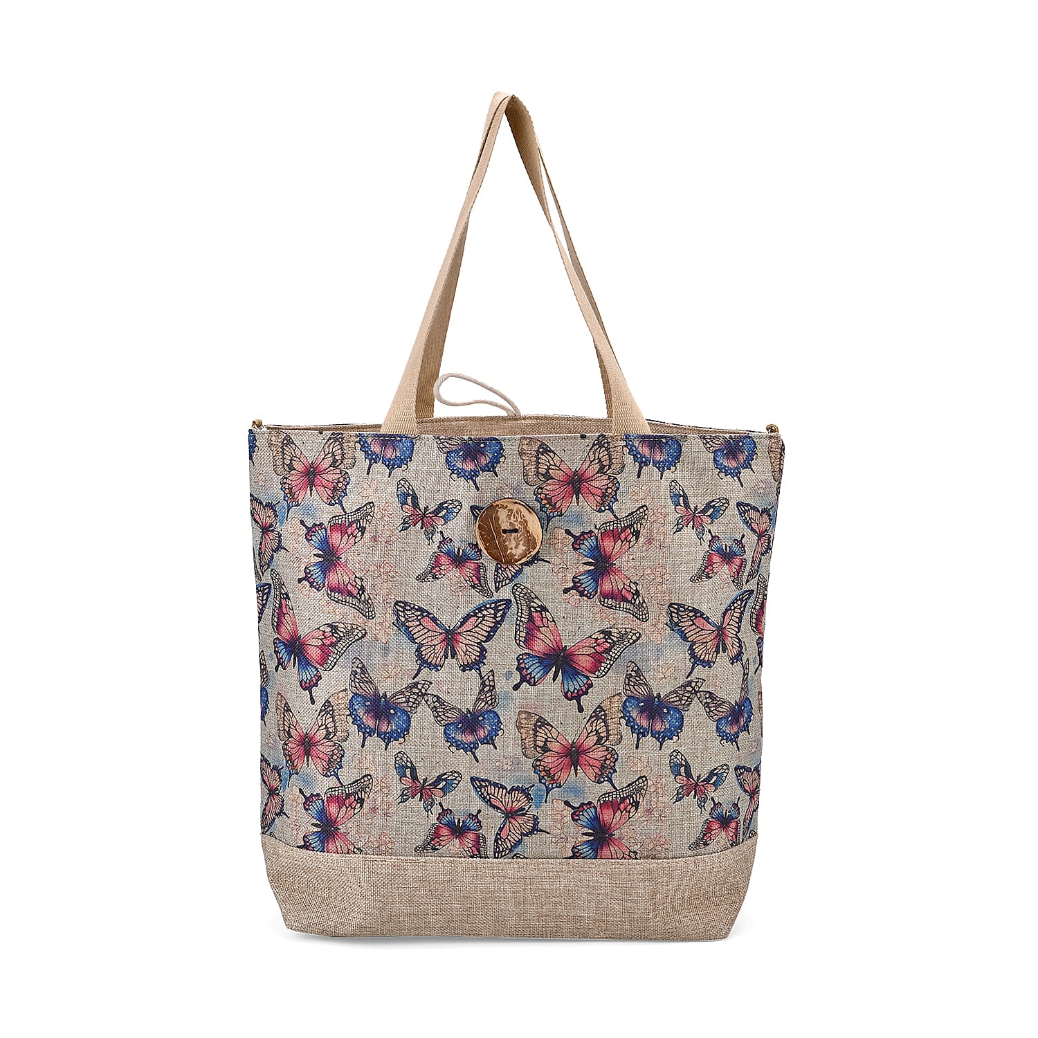 Multi Color Round Ethnic Pattern 100% Polyester Tote Bag (12.79"x5.51"x15.55")