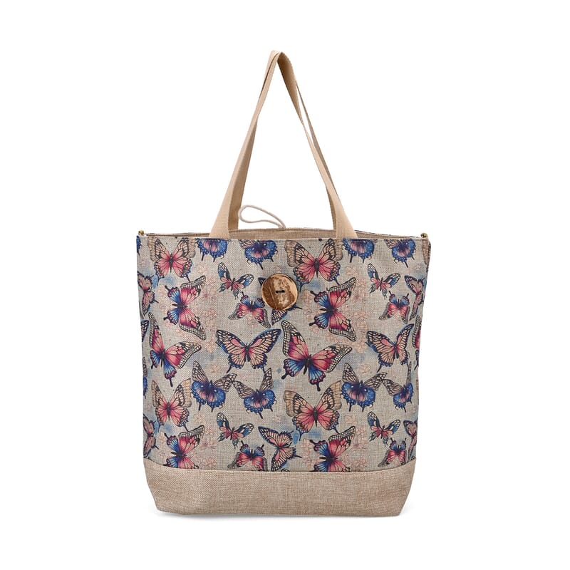 Multi Color Butterfly Pattern 100% Polyester Tote Bag