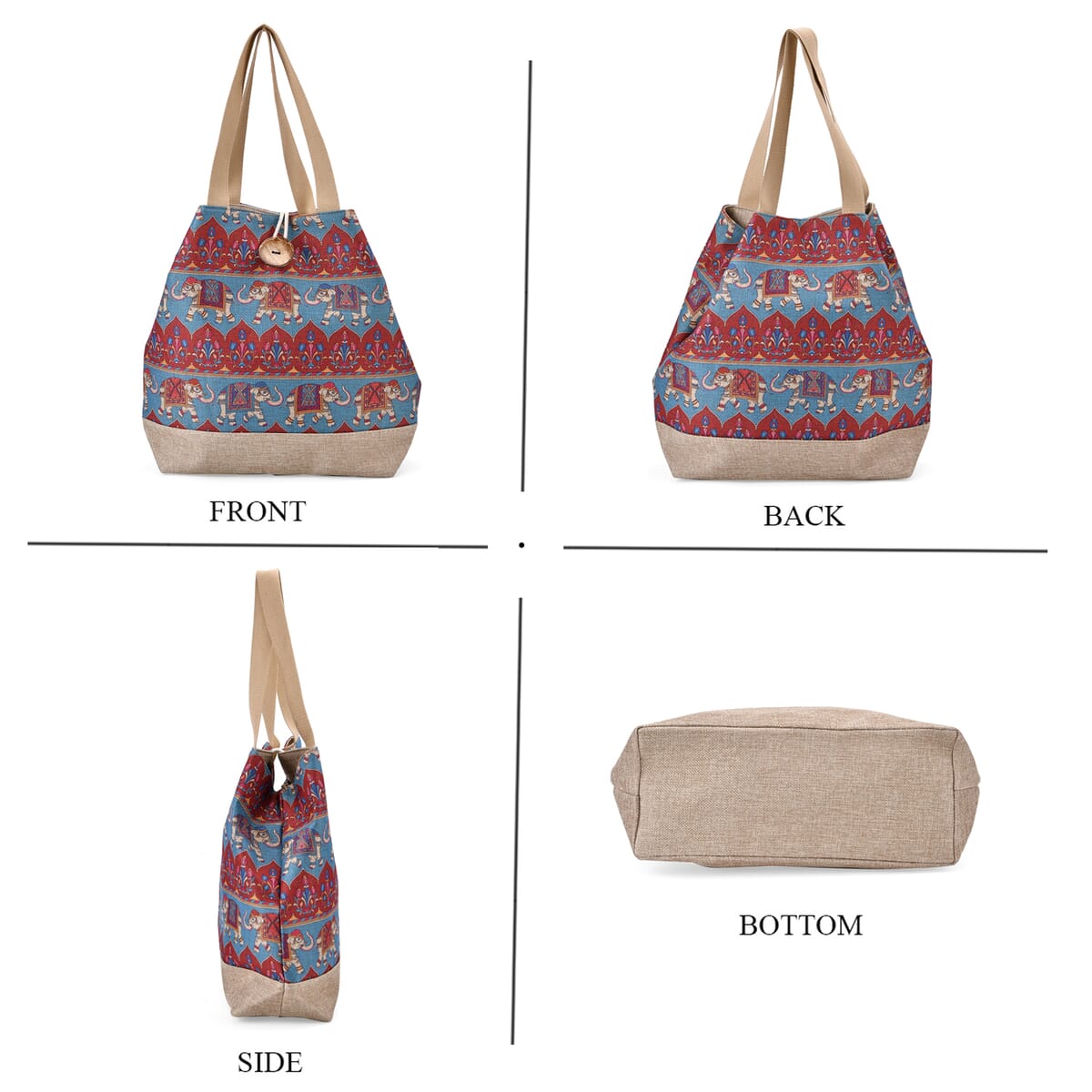 Red Elephant Pattern 100% Polyester Tote Bag image number 3