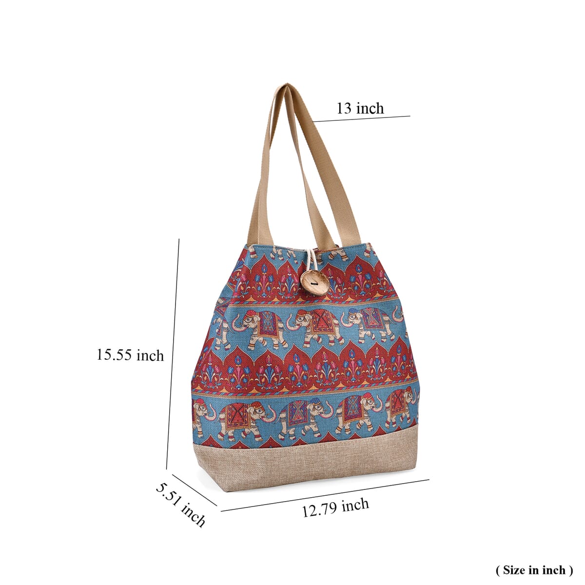 Red Elephant Pattern 100% Polyester Tote Bag image number 6