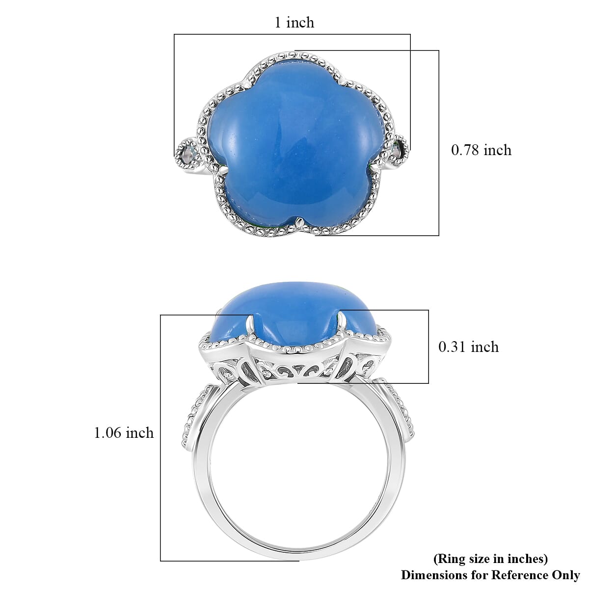 Blue Jade(D) and Betroka Blue Apatite 16.20 ctw Cherry Blossom Ring in Rhodium Over Sterling Silver (Size 7.0) image number 4