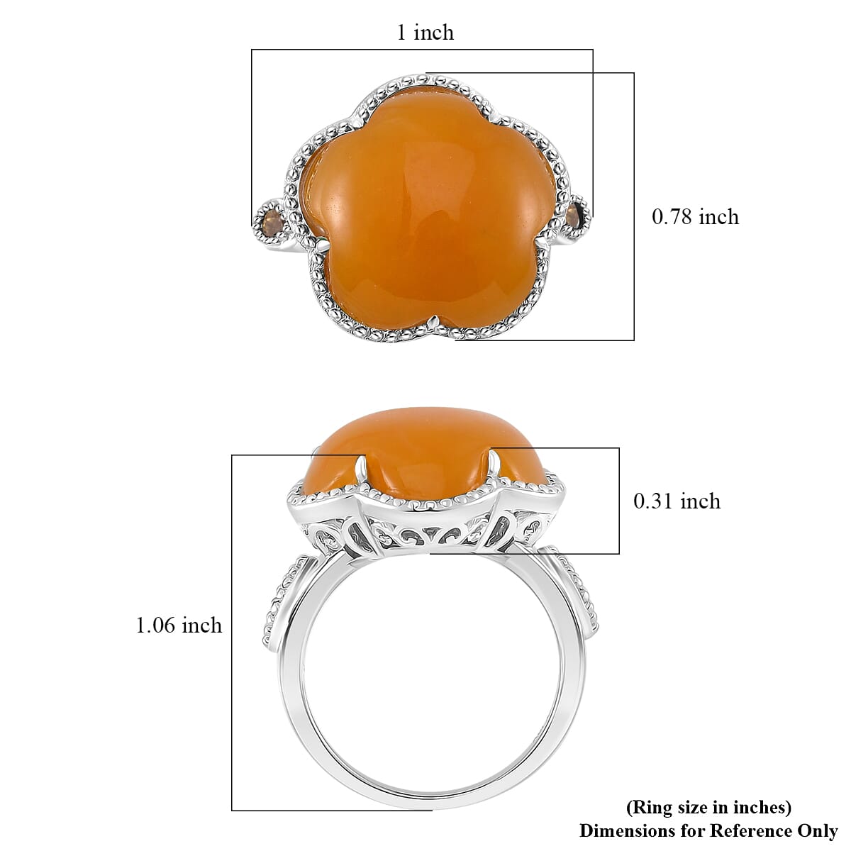 Yellow Jade(D) and Brazilian Citrine 15.90 ctw Cherry Blossom Ring in Rhodium Over Sterling Silver (Size 10.0) image number 4