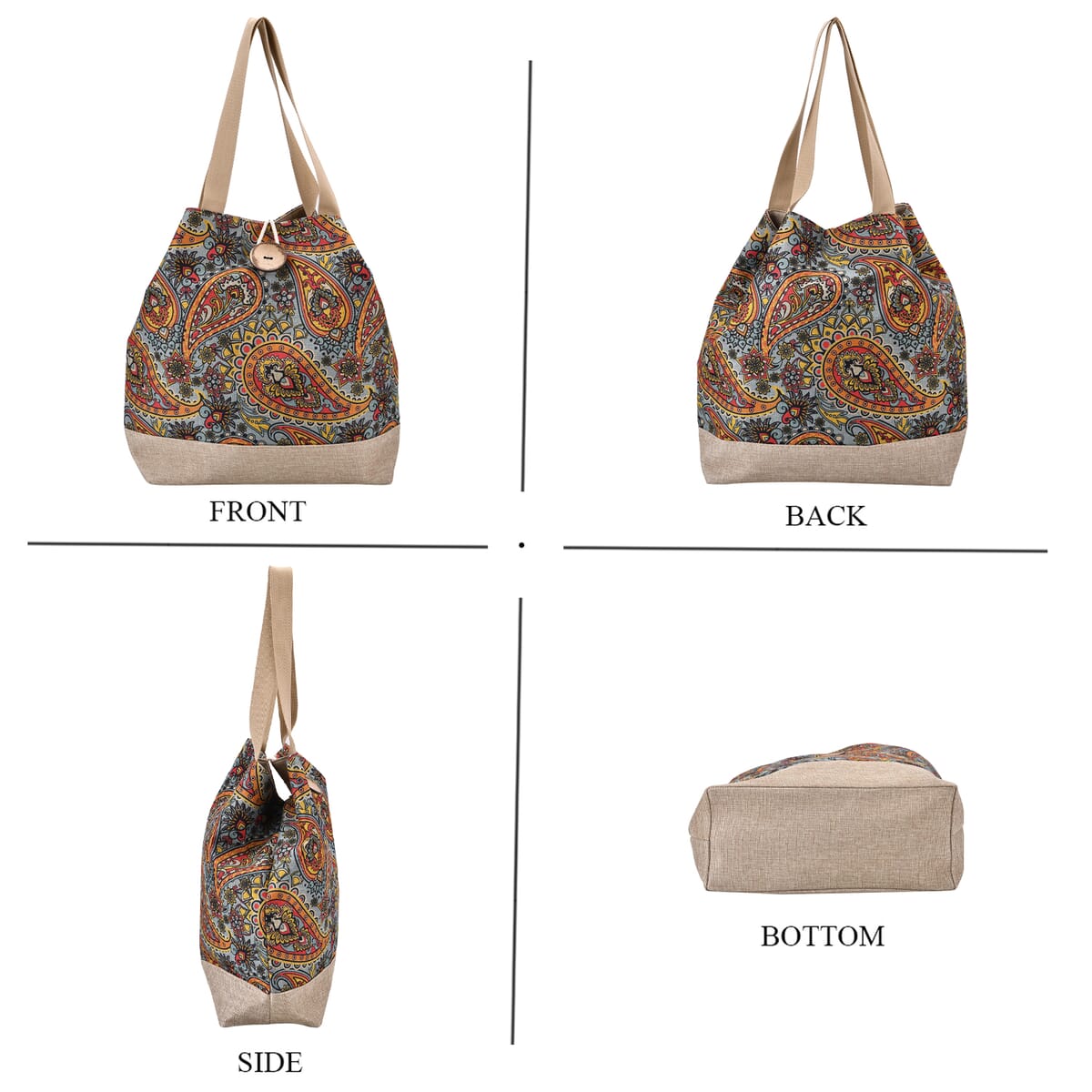 Multi Color Paisley Pattern 100% Polyester Tote Bag image number 3