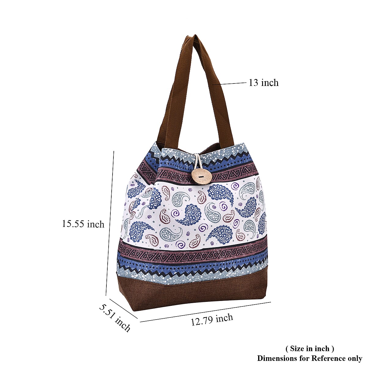 White Paisley Pattern 100% Polyester Tote Bag  image number 6