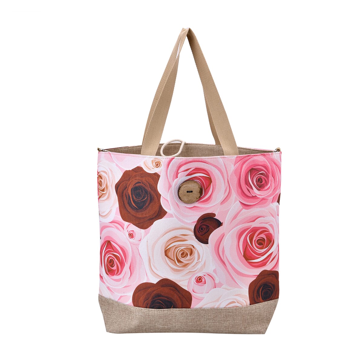 Pink Rose Pattern 100% Polyester Tote Bag image number 0