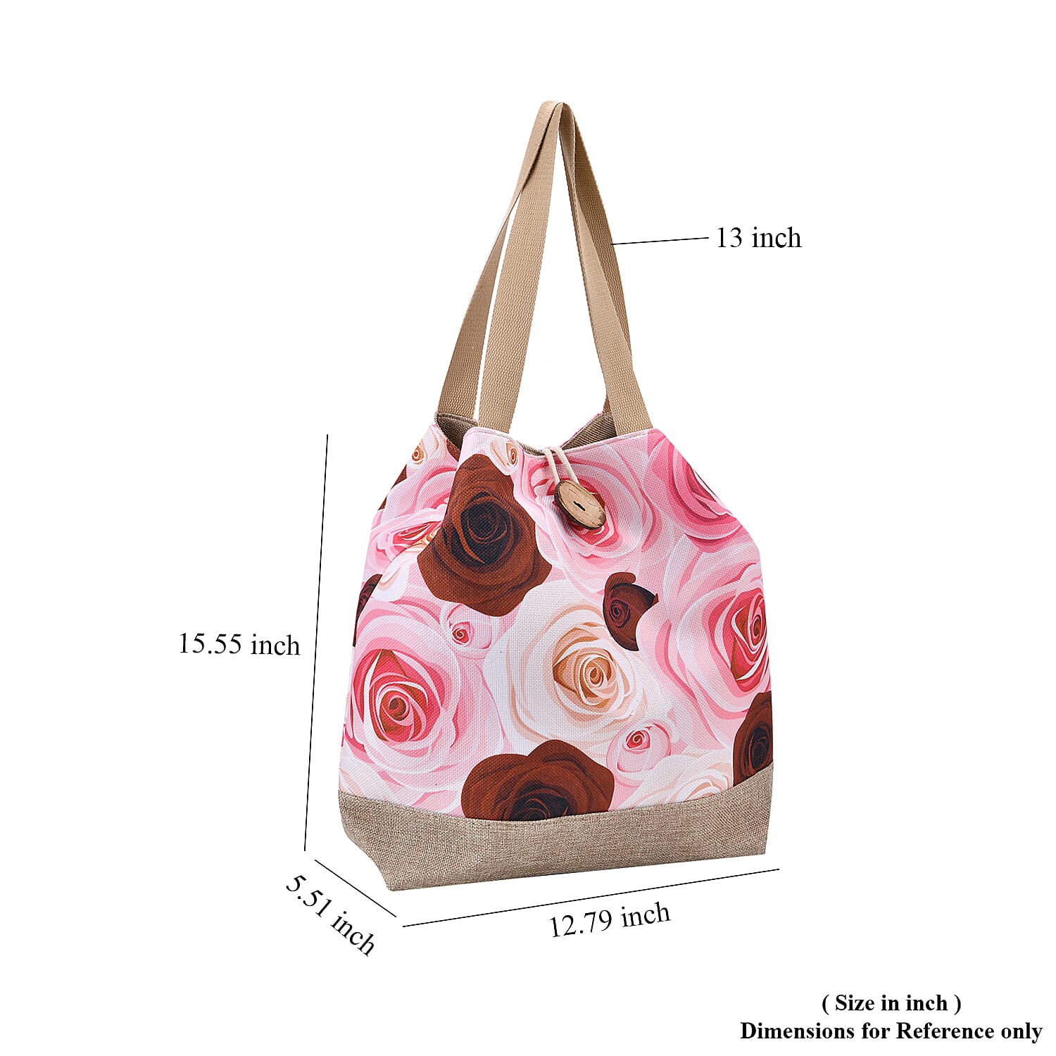 Pink Rose Pattern 100% Polyester Tote Bag
