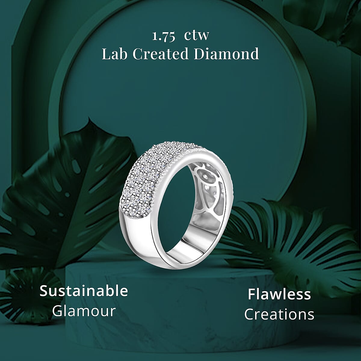 Luxuriant Lab Grown Diamond G SI 1.75 ctw Ring in Sterling Silver (Size 9.0) image number 4