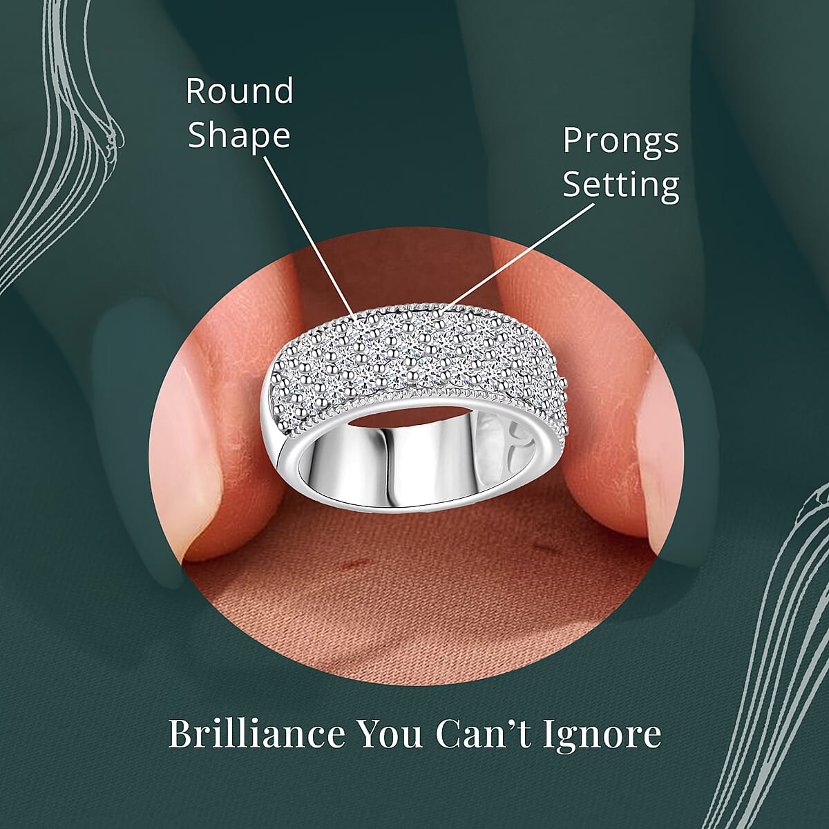 Luxuriant Lab Grown Diamond G SI 1.75 ctw Ring in Sterling Silver (Size 9.0) image number 5