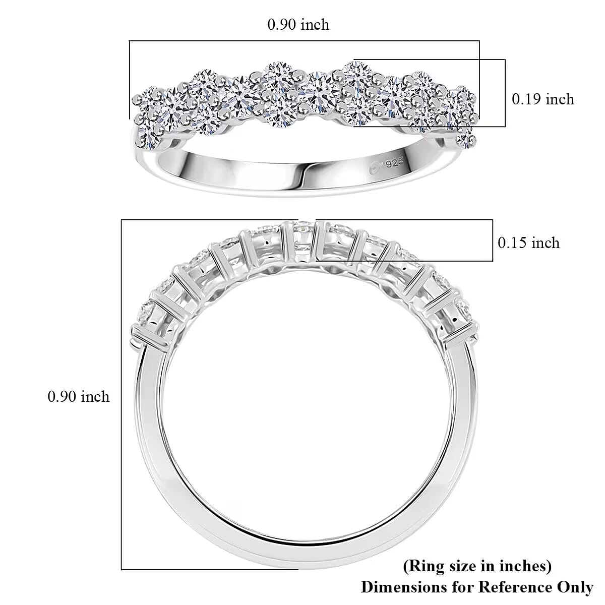 Luxuriant Lab Grown Diamond G SI 0.75 ctw Ring in Sterling Silver (Size 8.0) image number 7