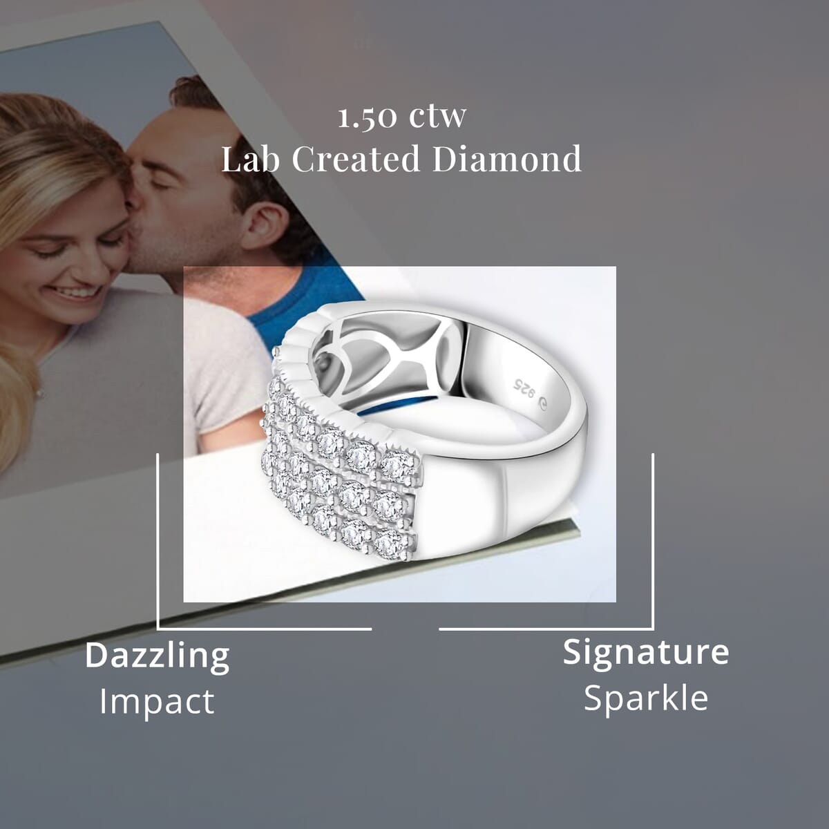 Luxuriant Lab Grown Diamond G SI 1.50 ctw Ring in Sterling Silver (Size 9.0) image number 4
