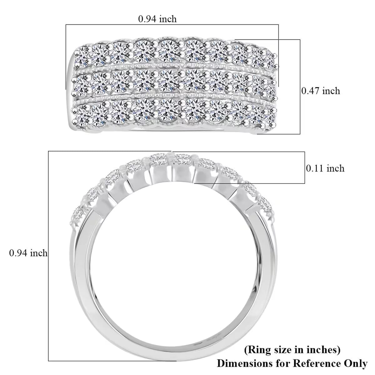 Luxuriant Lab Grown Diamond G SI 1.50 ctw Ring in Sterling Silver (Size 9.0) image number 7