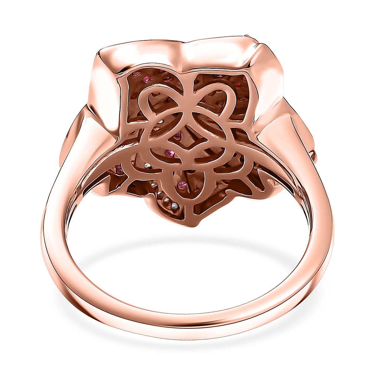 D'Joy Premium Anthill Garnet and White Zircon 1.90 ctw Whirl Ring in 18K Vermeil Rose Gold Over Sterling Silver (Size 10.0)