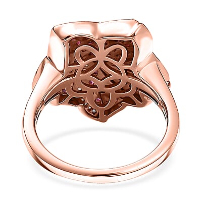 D'Joy Premium Anthill Garnet and White Zircon 1.90 ctw Whirl Ring in 18K Vermeil Rose Gold Over Sterling Silver (Size 10.0)