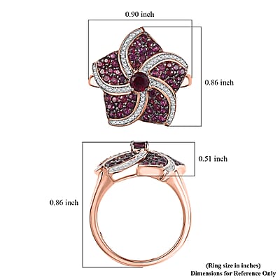 D'Joy Premium Anthill Garnet and White Zircon 1.90 ctw Whirl Ring in 18K Vermeil Rose Gold Over Sterling Silver (Size 10.0)