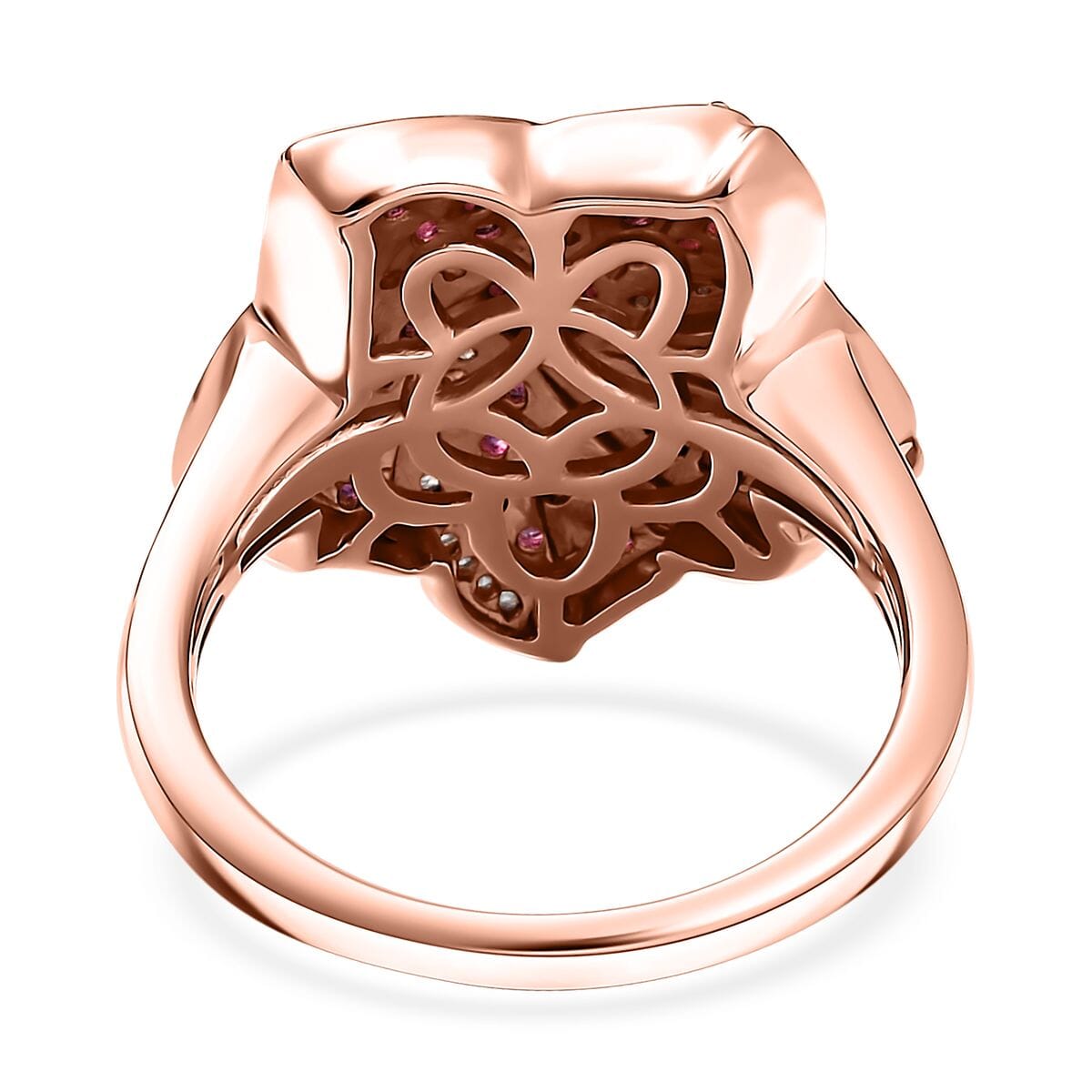 D'Joy Premium Anthill Garnet and White Zircon 1.90 ctw Whirl Ring in 18K Vermeil Rose Gold Over Sterling Silver (Size 8.0) image number 4