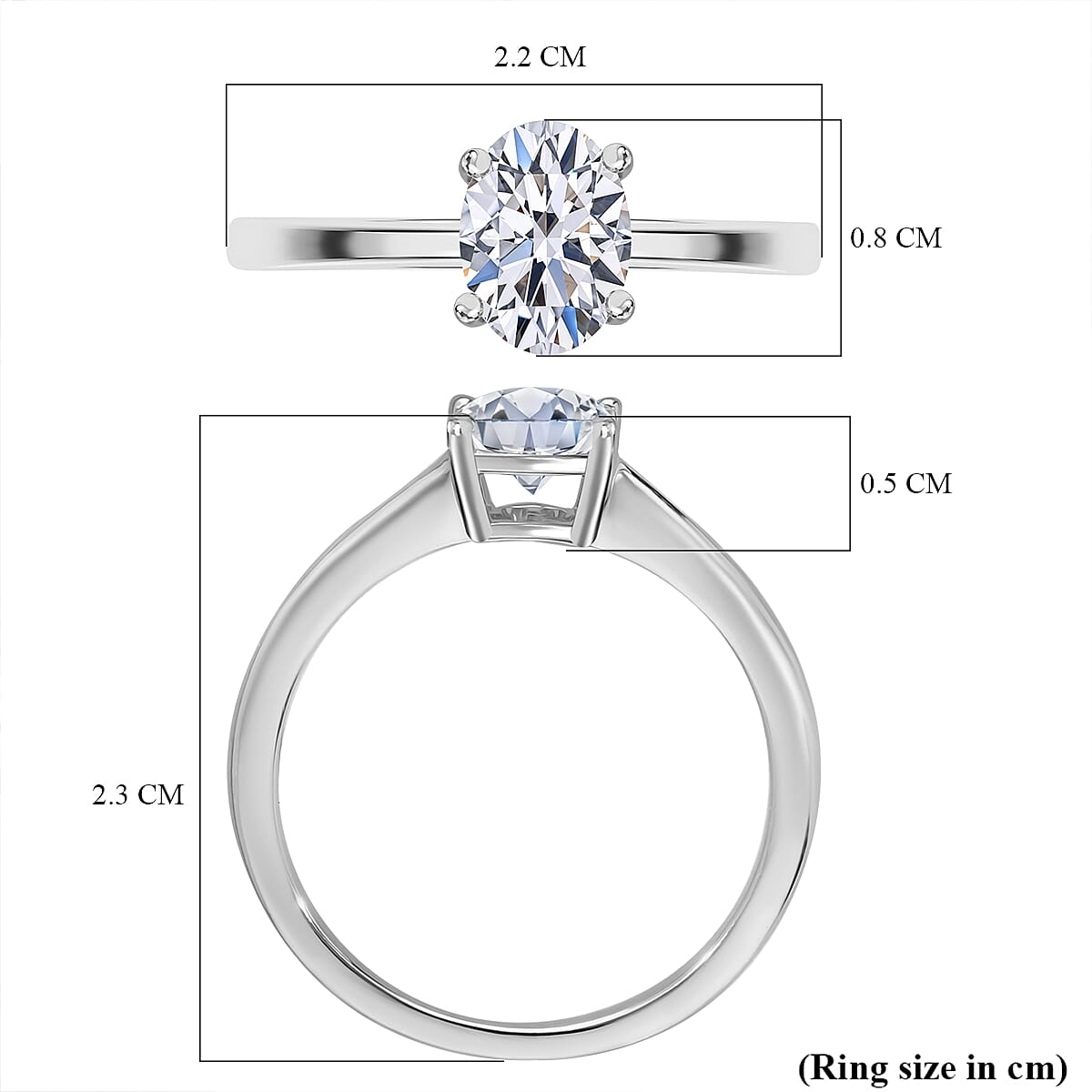 Lab Grown Diamond 1.02 ctw Ring in Platinum Over Sterling Silver (Size 8.0)