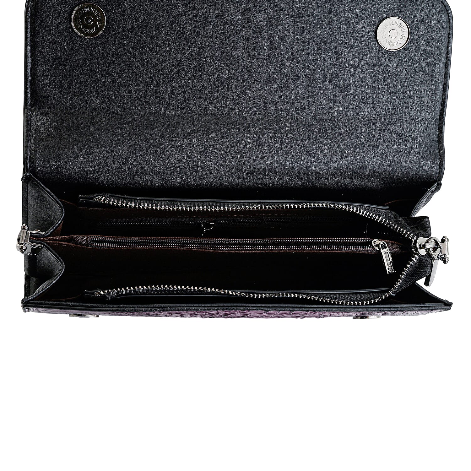 Purple Crocodile Embossed Faux Leather Sparkling Rhinestone Rose Crossbody Wallet with Chain Strap
