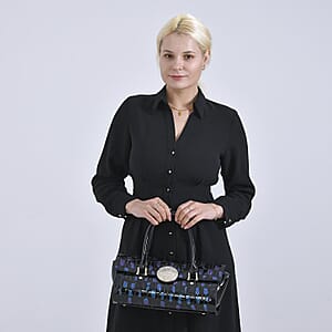 Blue Croco Embossed Faux Leather Handbag