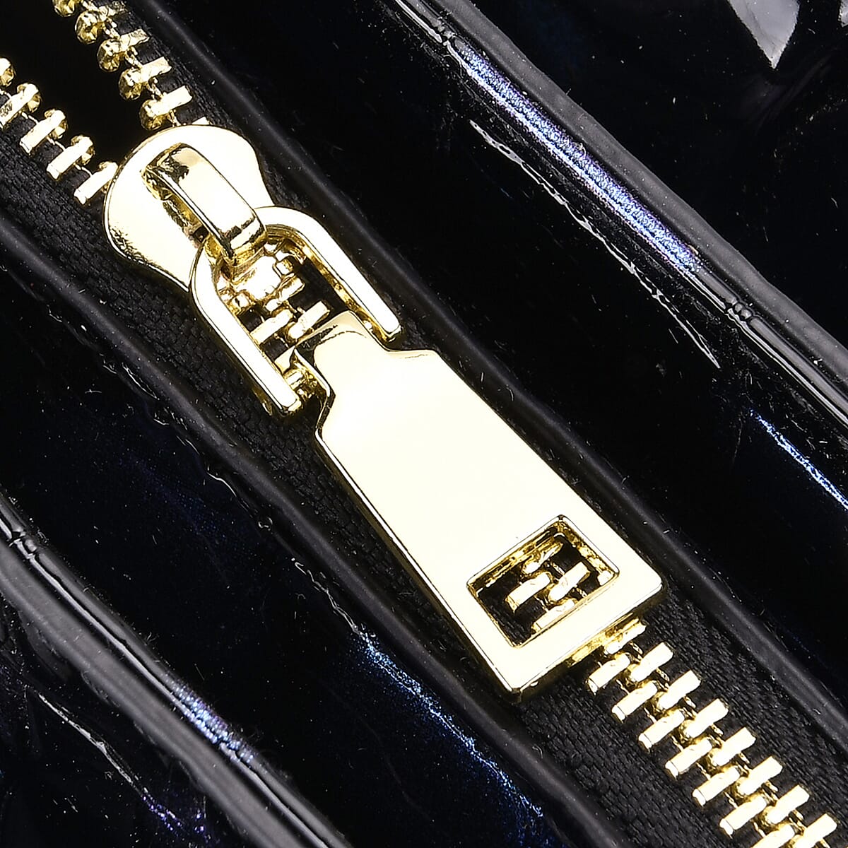 Blue Croco Embossed Faux Leather Crossbody Bag with Round Double Handle image number 6