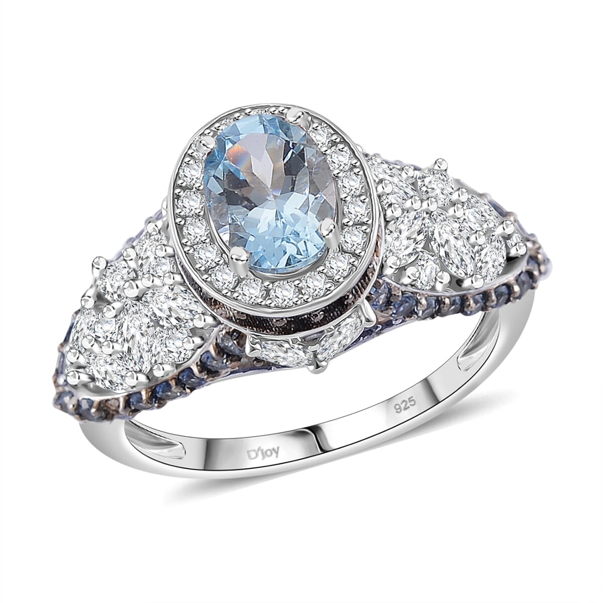 Santa Maria Aquamarine and Multi Gemstone 4.50 ctw Ring in Rhodium Over Sterling Silver (Size 7.0) image number 0