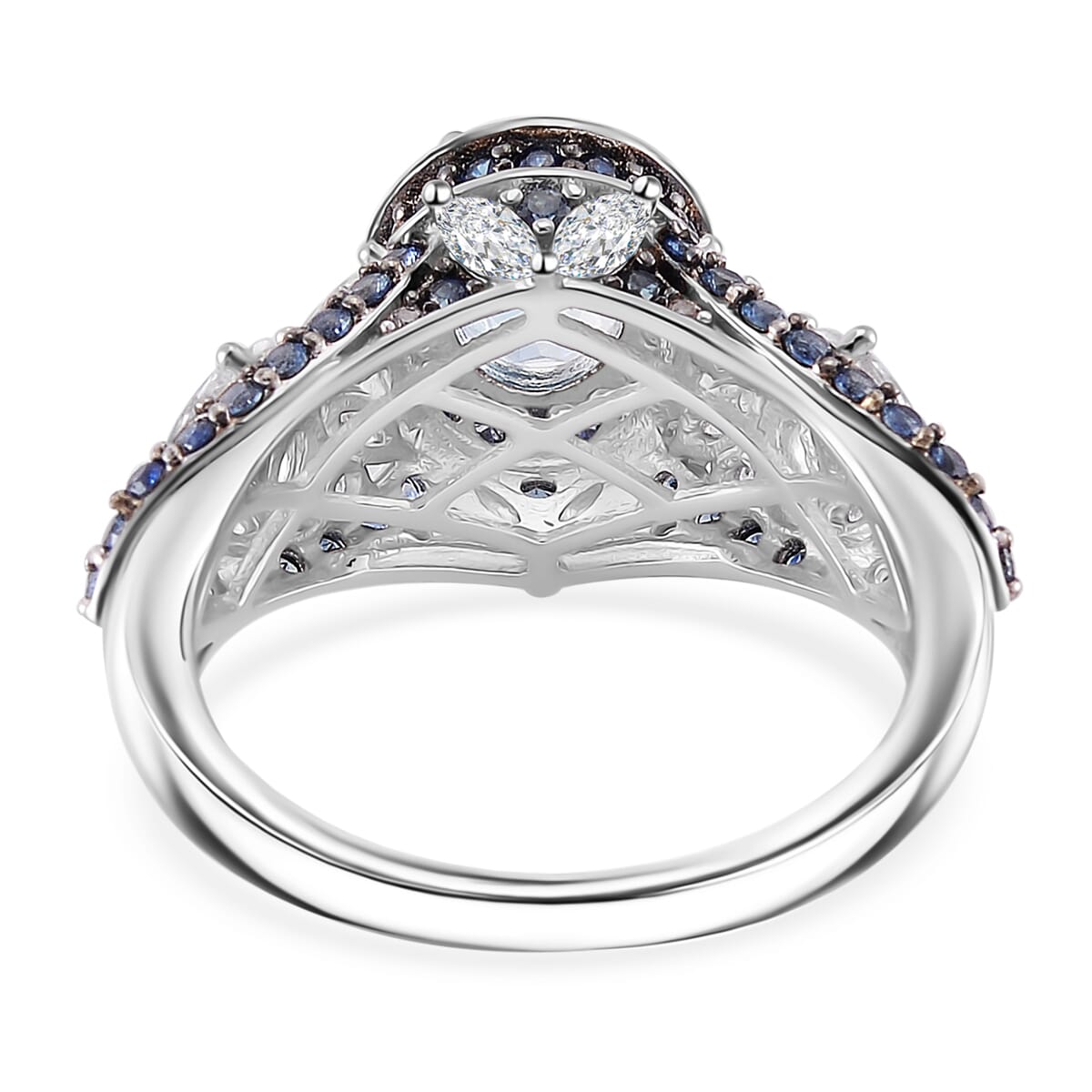Santa Maria Aquamarine and Multi Gemstone 4.50 ctw Ring in Rhodium Over Sterling Silver (Size 7.0) image number 3