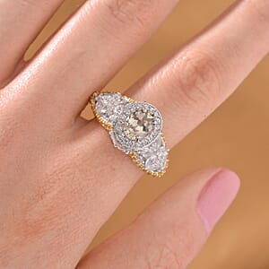 D'Joy Turkizite and Multi Gemstone 4.70 ctw Lotus Flower Ring in Rhodium Over Sterling Silver (Size 10.0)