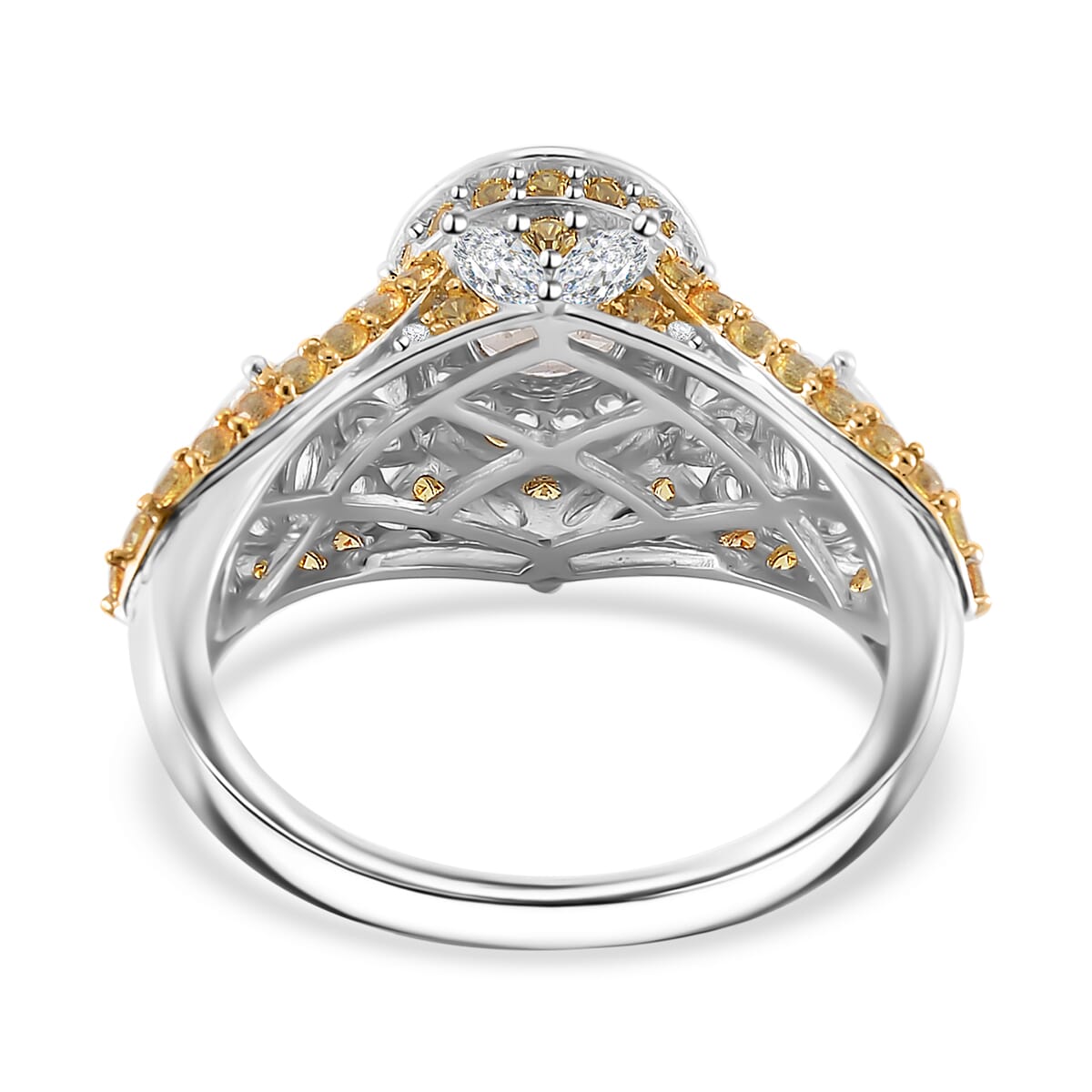 Turkizite and Multi Gemstone 4.70 ctw Ring in YG and Rhodium Over Sterling Silver (Size 7.0) image number 3