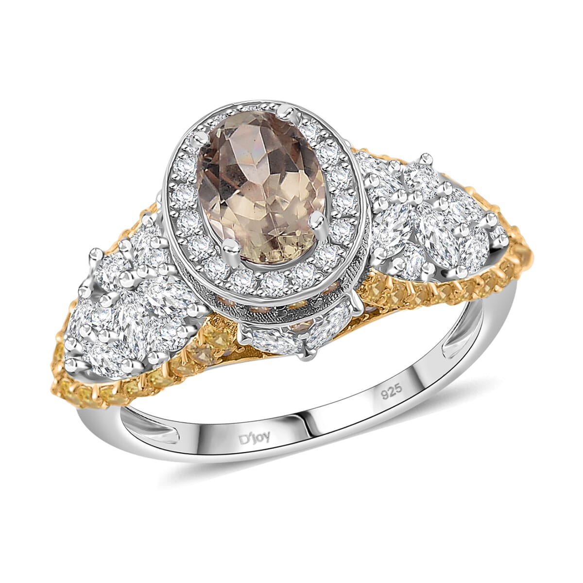Turkizite and Multi Gemstone 4.70 ctw Ring in YG and Rhodium Over Sterling Silver (Size 8.0) image number 0
