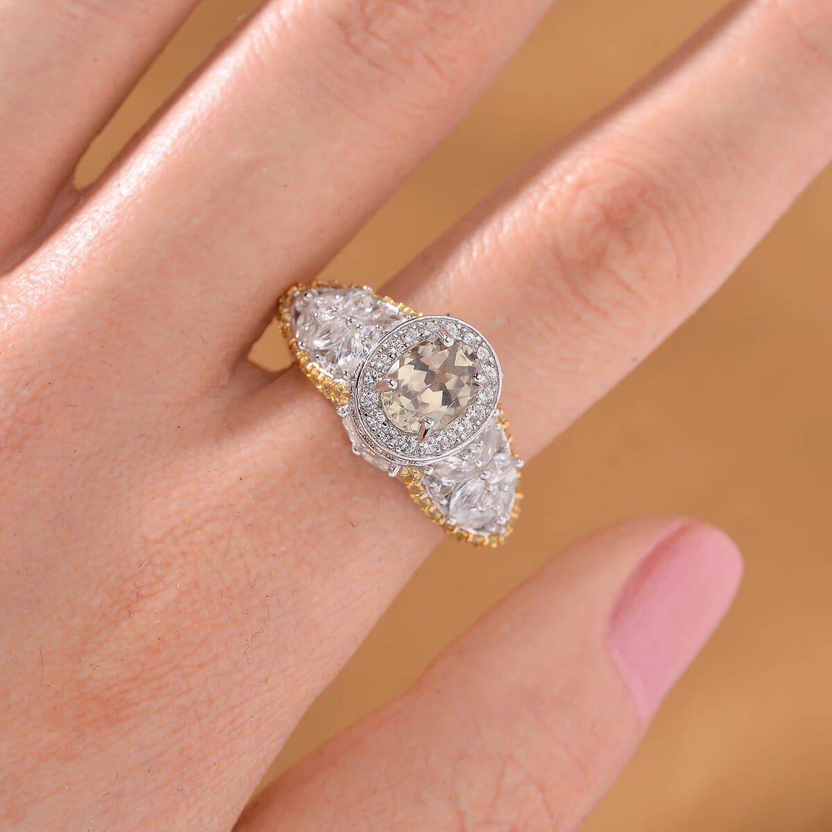 Turkizite and Multi Gemstone 4.70 ctw Ring in YG and Rhodium Over Sterling Silver (Size 8.0) image number 1