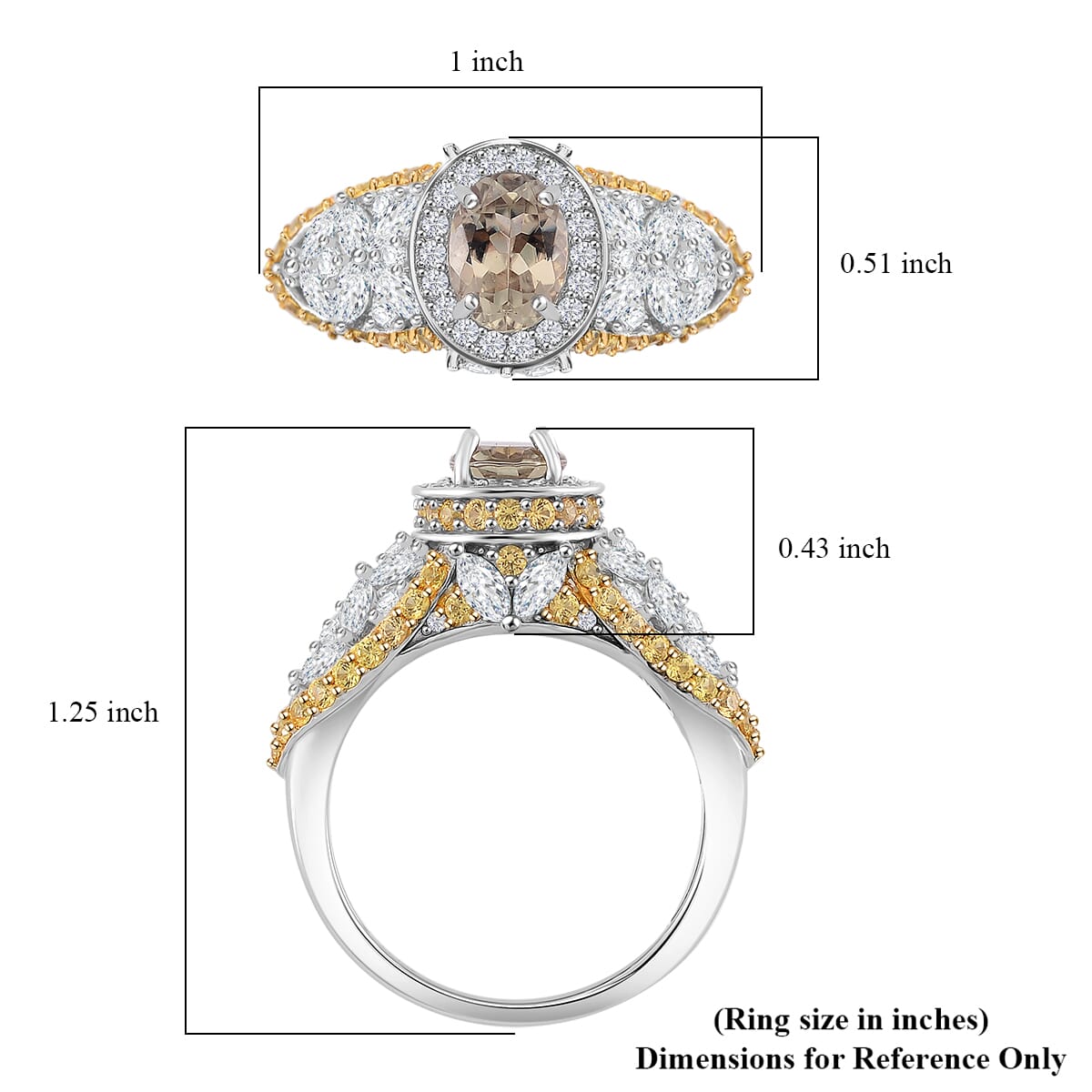 Turkizite and Multi Gemstone 4.70 ctw Ring in YG and Rhodium Over Sterling Silver (Size 8.0) image number 4