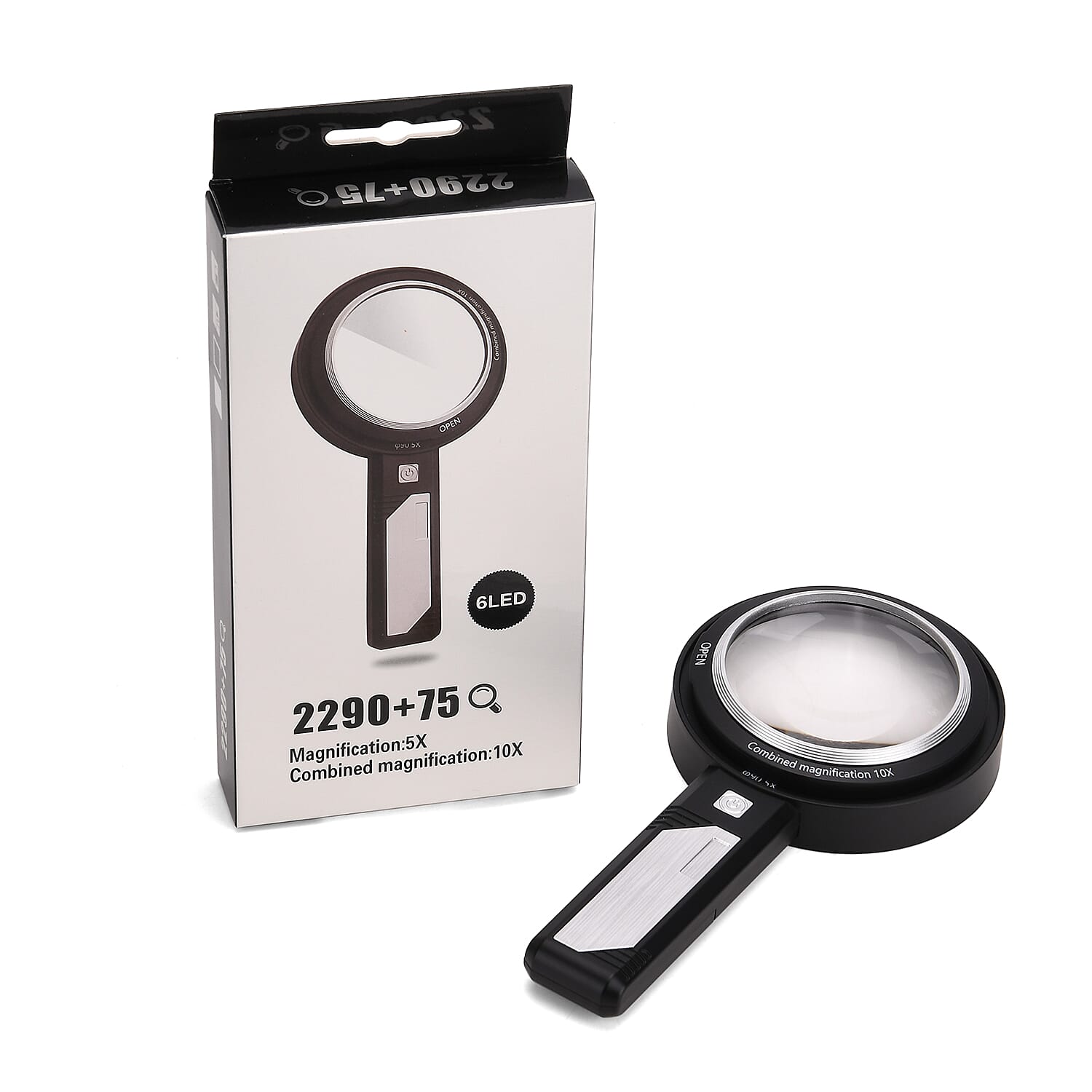 Combined Dual-Lenses Handheld 5x and 10x Magnifier Glass