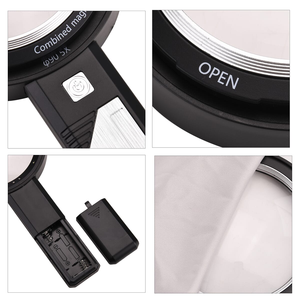 Combined Dual-Lenses Handheld 5x and 10x Magnifier Glass image number 9