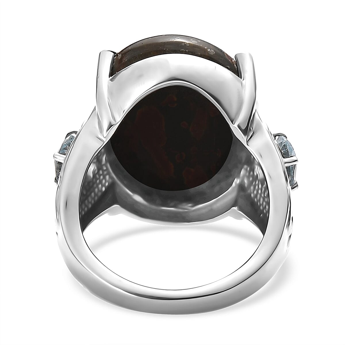 Venus Jasper and Sky Blue Topaz 16.65 ctw Ring in Stainless Steel (Size 5.0)