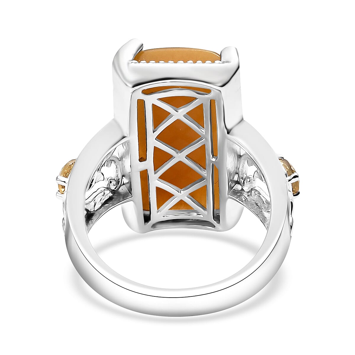 Karis Yellow Aventurine Citrine Solitaire Ring in Platinum Bond (Size 10.0) 12.10 ctw