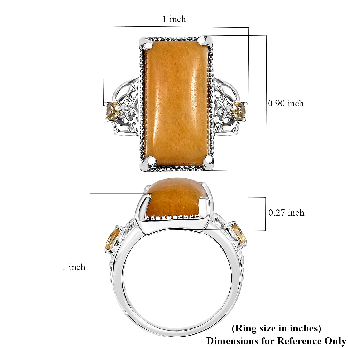 Karis Yellow Aventurine Citrine Solitaire Ring in Platinum Bond (Size 10.0) 12.10 ctw