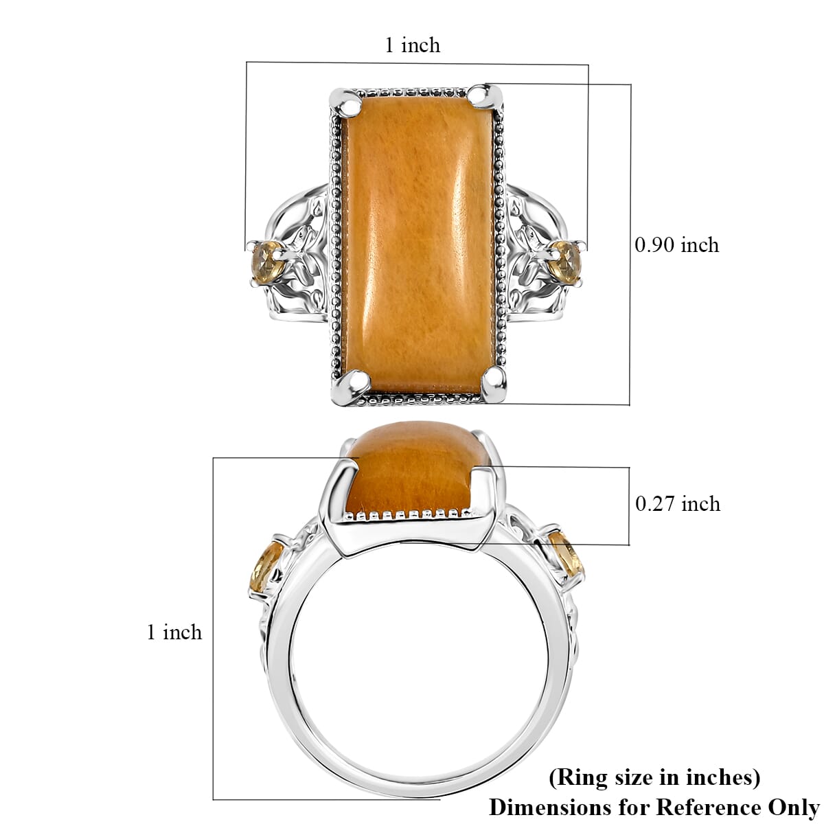 Karis Yellow Aventurine Citrine Solitaire Ring in Platinum Bond (Size 10.0) 12.10 ctw image number 5