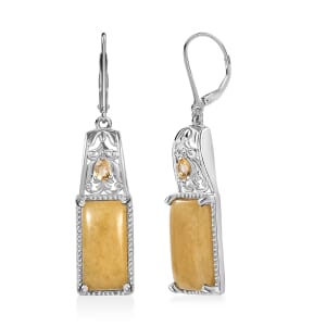Karis Yellow Aventurine and Citrine 12.20 ctw Solitaire Stud Earrings in Platinum Bond