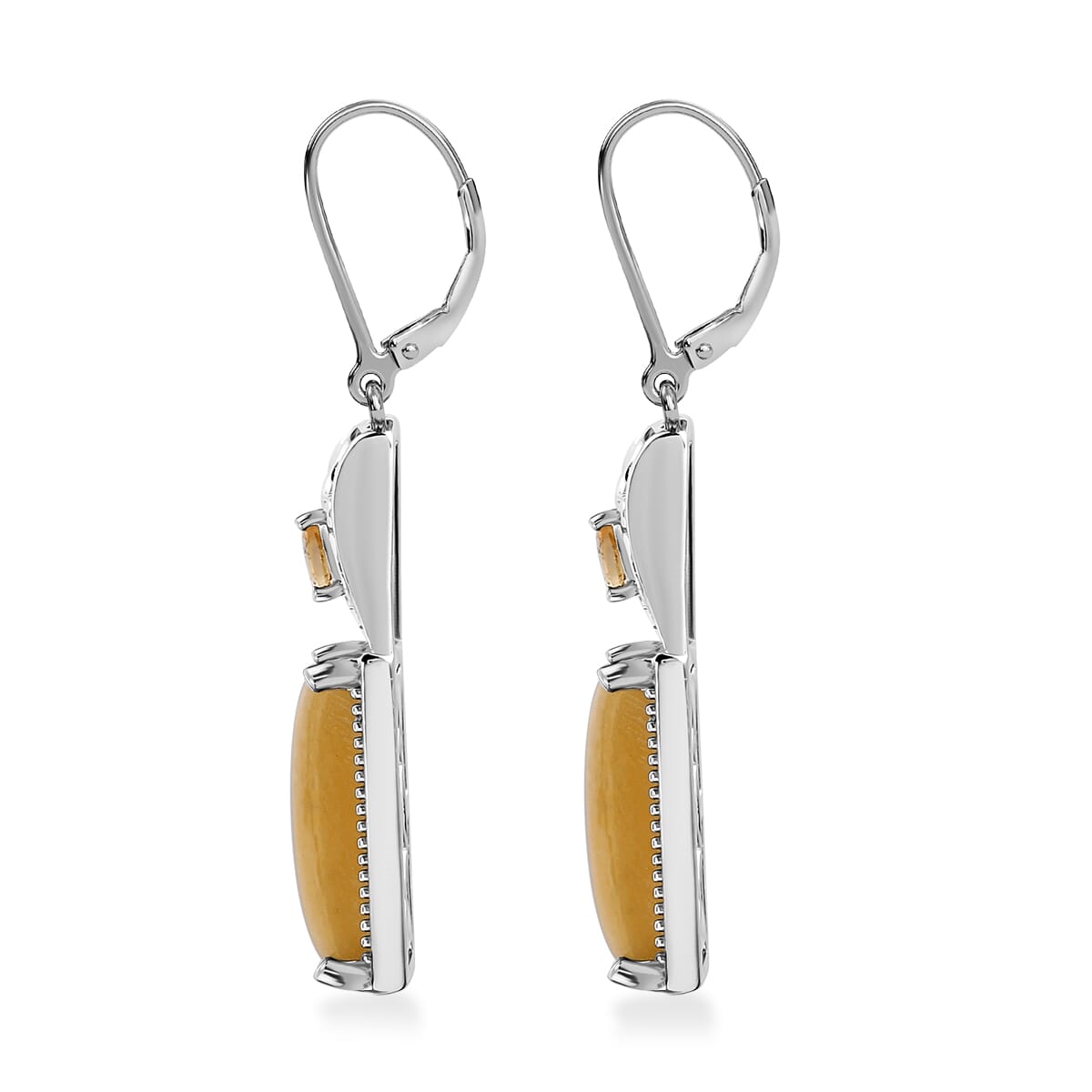 Karis Yellow Aventurine and Citrine 12.20 ctw Solitaire Stud Earrings in Platinum Bond image number 3